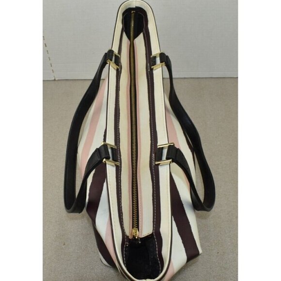 Kate Spade Women Grant Street Jules Grainy Striped Vinyl Shoulder Bag Beach Tote - Picture 9 of 16